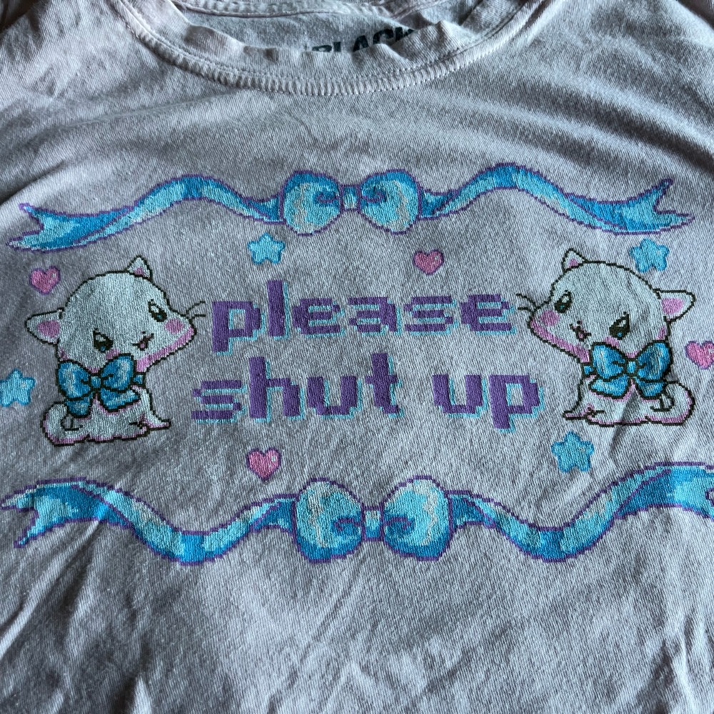 “Please shut up” pink cute shirt